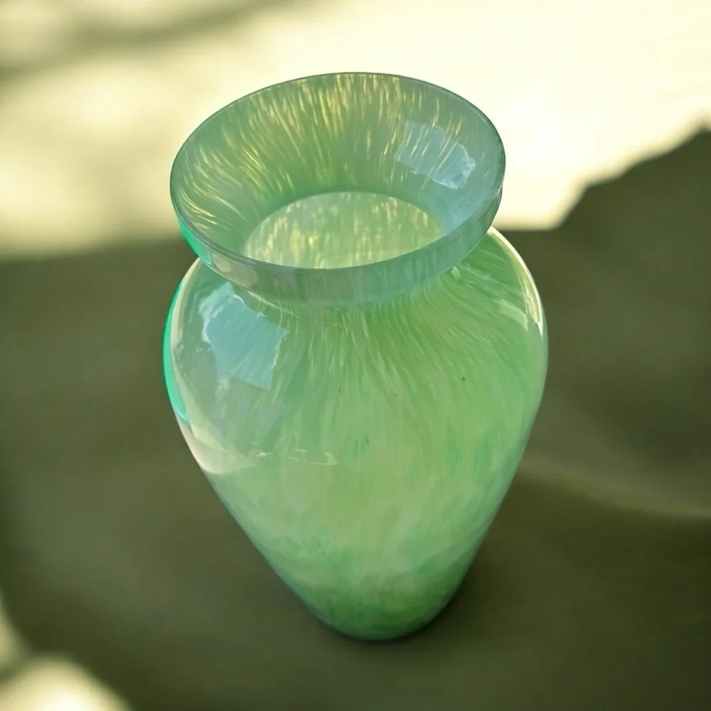 Murano Style Swirled Blown Glass Vase MCM Art Glass Handblown MidCentury Decor